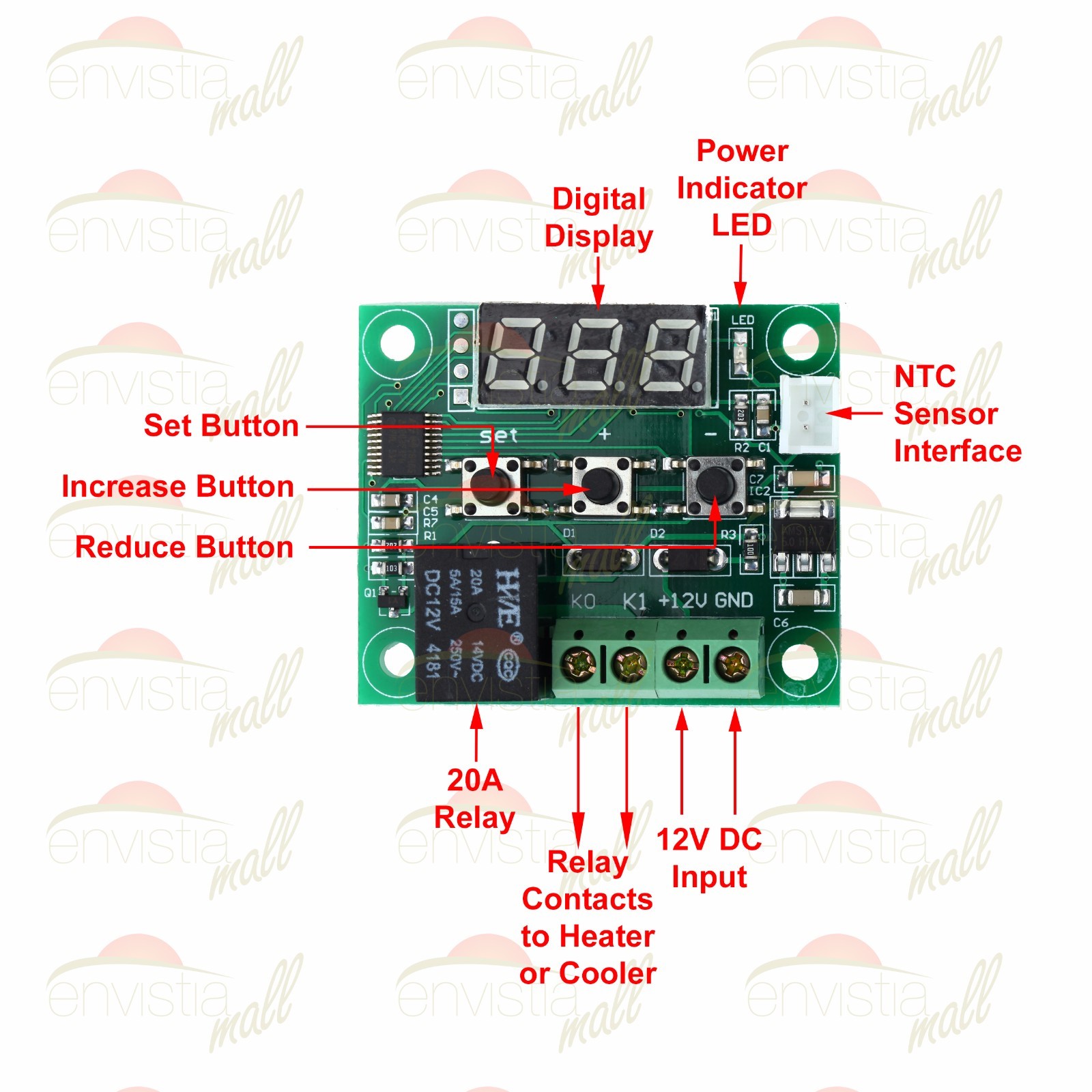 W1209 12V -50-110°C Digital Thermostat Temperature Control Switch Sensor 2 Pack