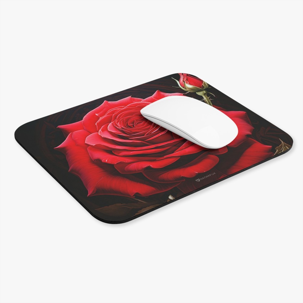 Velvet Bloom Mousepad - Red Rose Elegance