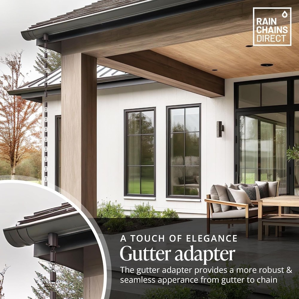 Architectural-Style Black Rain Chain Gutter Installer for Effortless Elegance