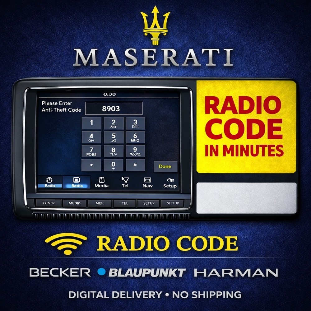 Maserati Radio Code Unlock | Express Digital Delivery | No Shipping