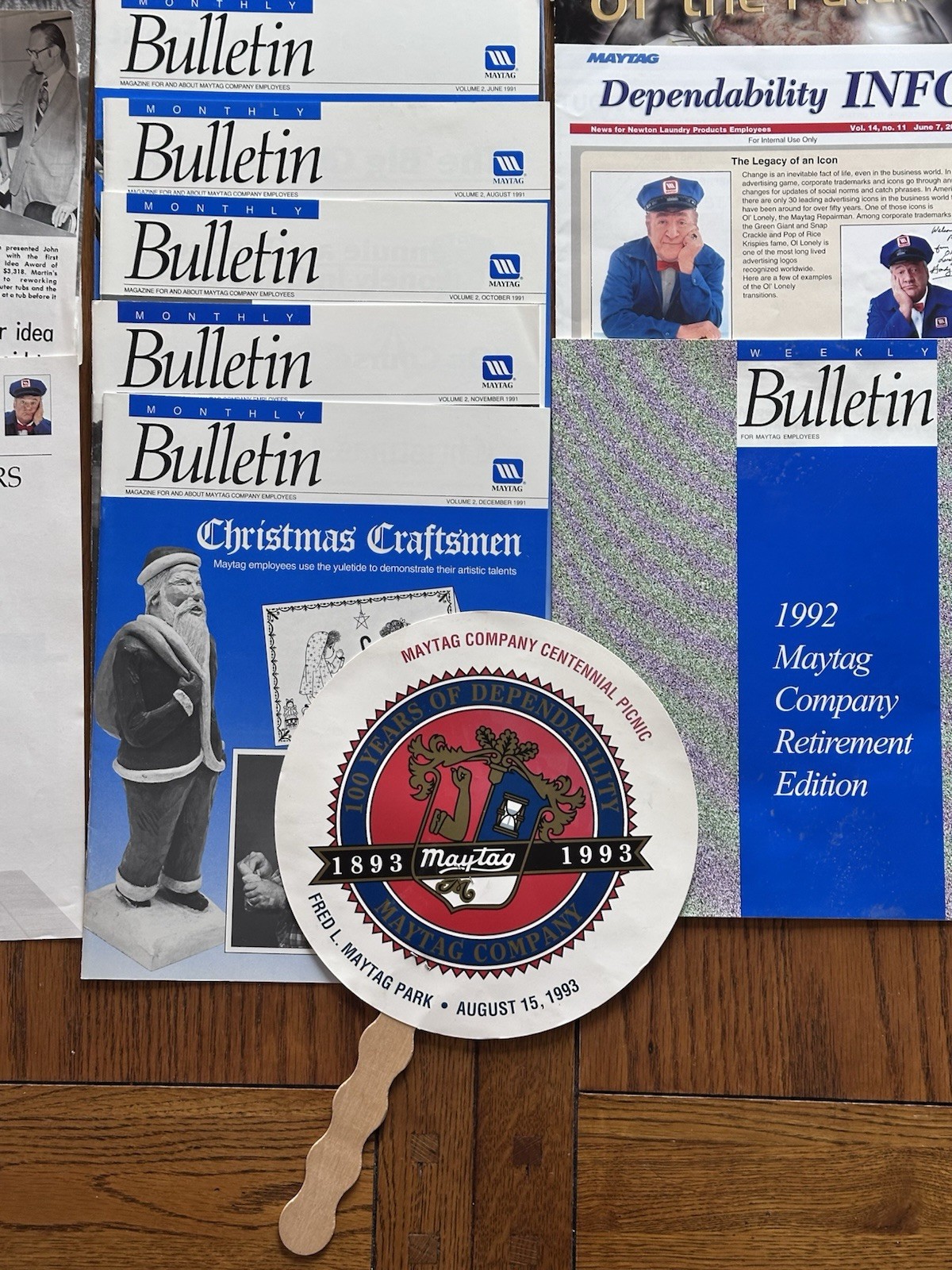 Lot of Maytag Employee Bulletins Buttons Recognition Medals MORE Newton Iowa!