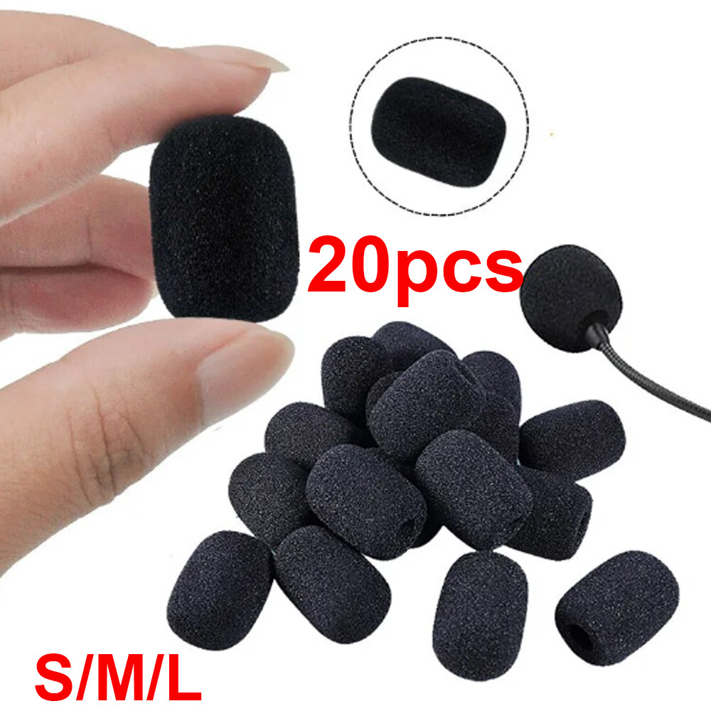 20PCS Practical Small Black Microphone Headset Windscreen Sponge Foam Mic Cover