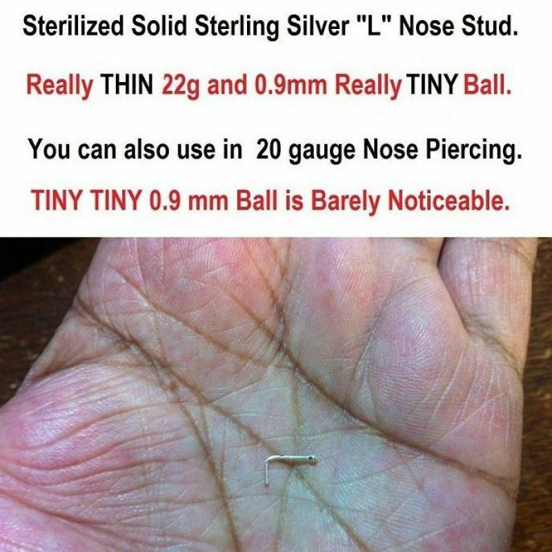 TINY TINY TINY (Only0.9mm) SMALLEST BALL 22g Sterilized Nose "L" Stud.