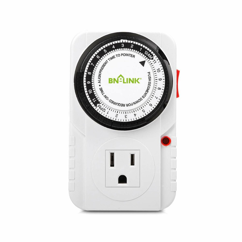 BN-LINK 24 Hr Plug in Mechanical Grounded Programmable Timer Indoor Heavy Duty