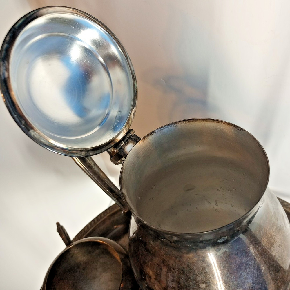 FB Rogers Silver Plated Tea Set 5pc Vintage 1970s Tarnished