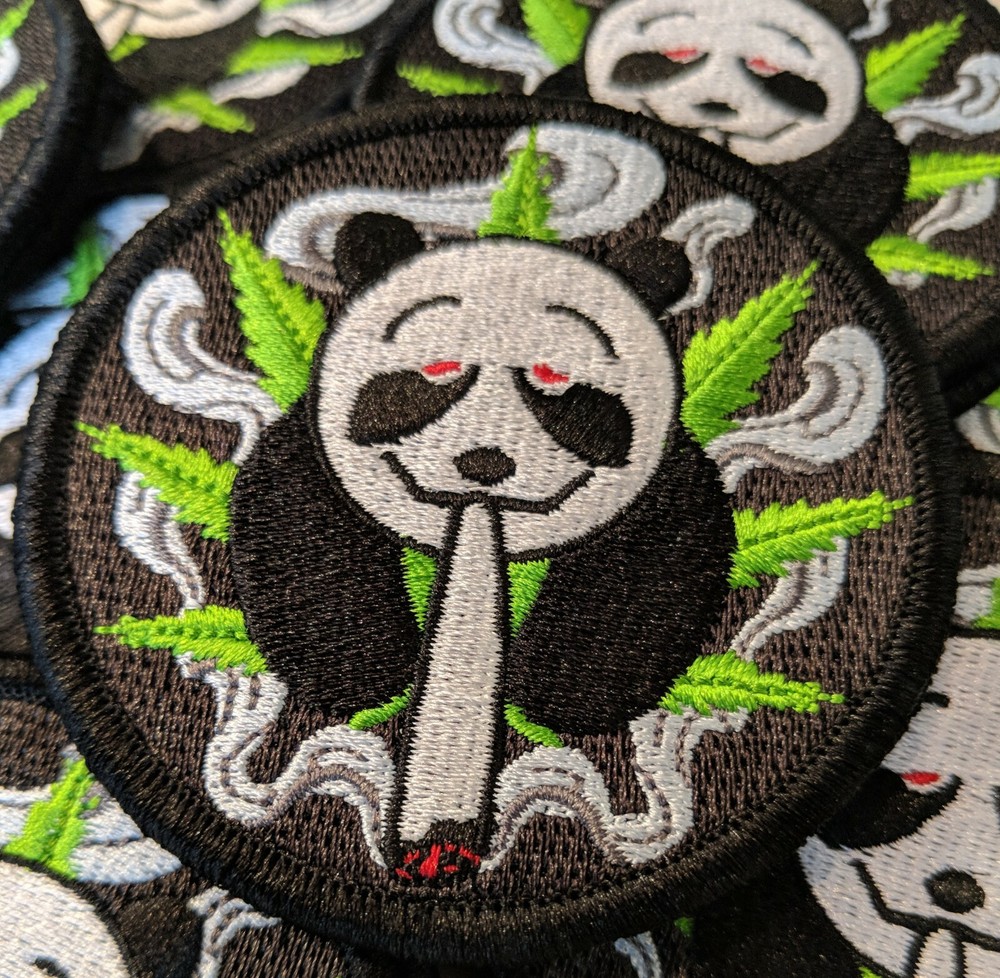420 Panda marijuana leaf morale patch
