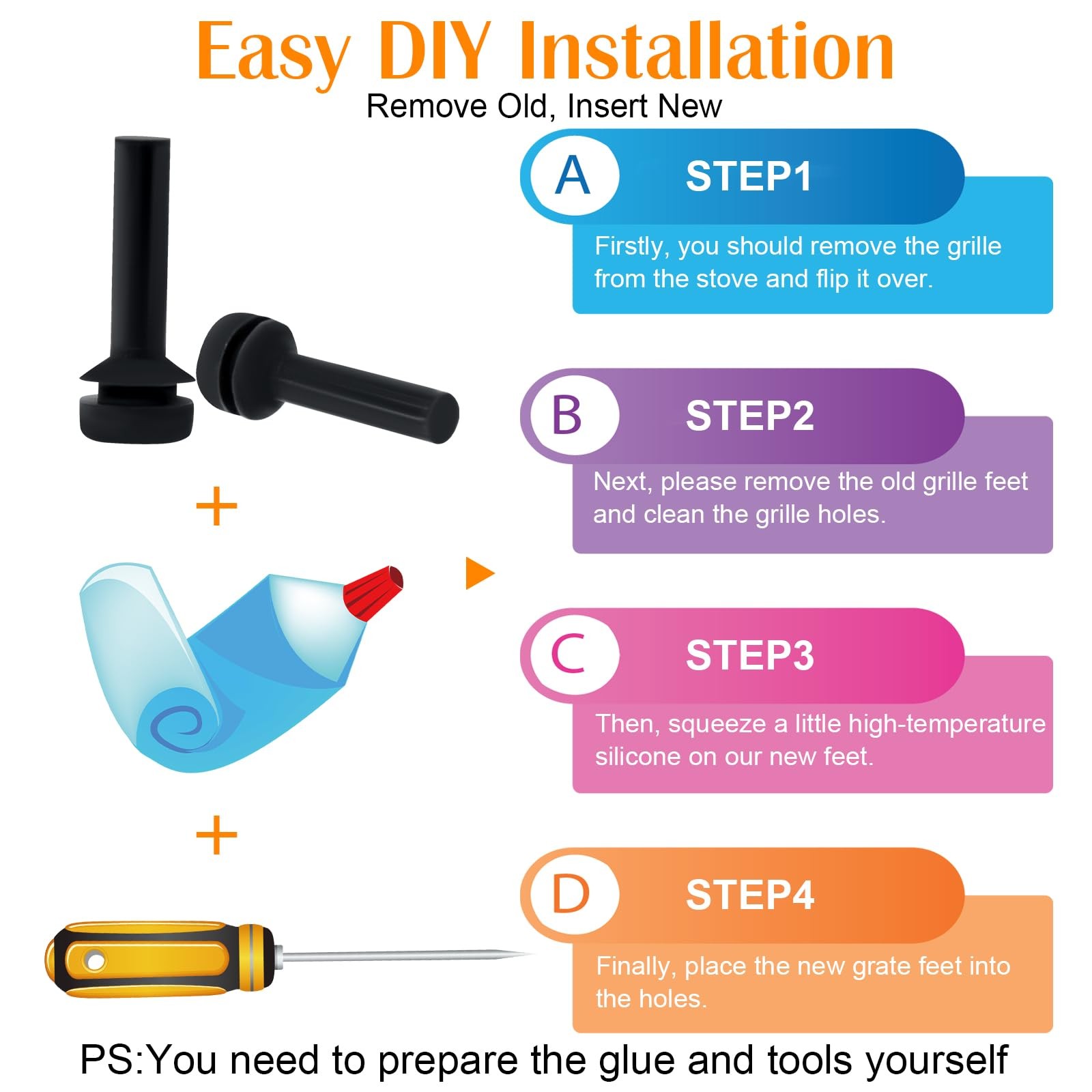 16 Pack WB02X24790 Stove Grate Rubber Feet Replacement for GE Gas Stove Range...