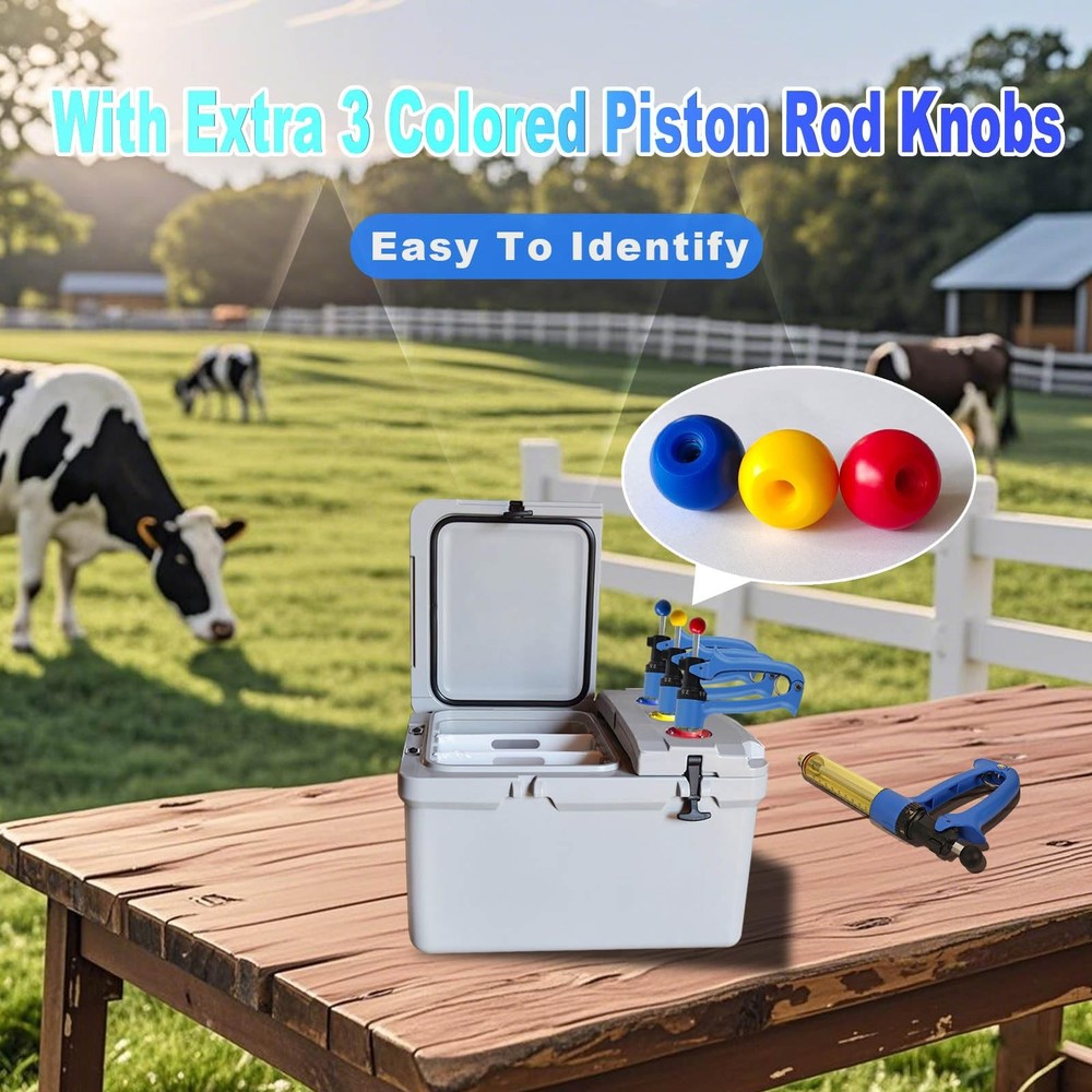 RANCH CHOICE 25ml Livestock Syringe with Colored Piston Knobs Adjustable Repeati