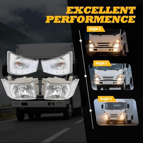 Driver Side Headlight Assembly w/Corner Lamp Compatible with NPR NPR-HD Left