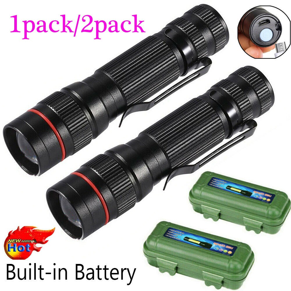 High Powered LED Flashlight Super Bright Torch USB Rechargeable Lamp Small Mini