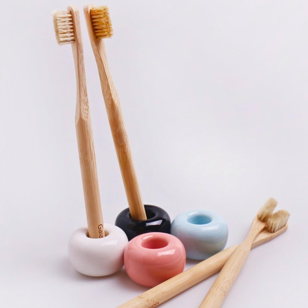 Guy Natural Bristle Bamboo Toothbrush 6Pack Compostable Biodegradable Zero Waste