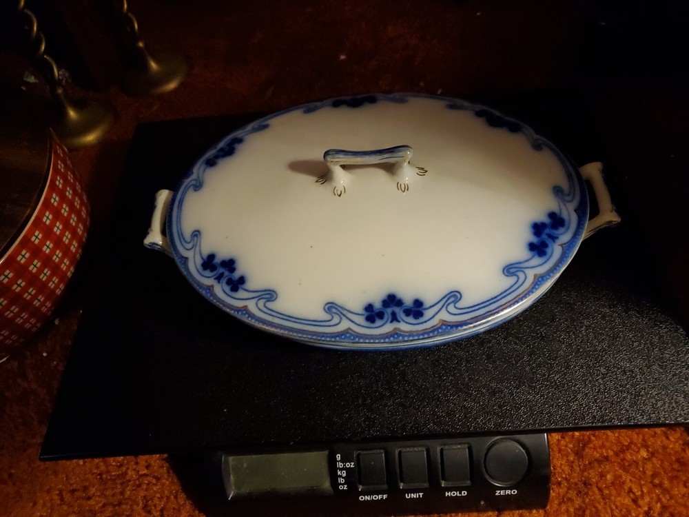 Grindley Clover Flow Blue Oval Covered Casserole