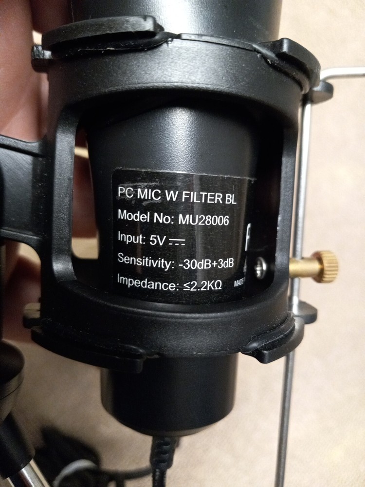 USB Pc Microphone With Filter BL - Model # Mu28006 - comes with a stand for mic
