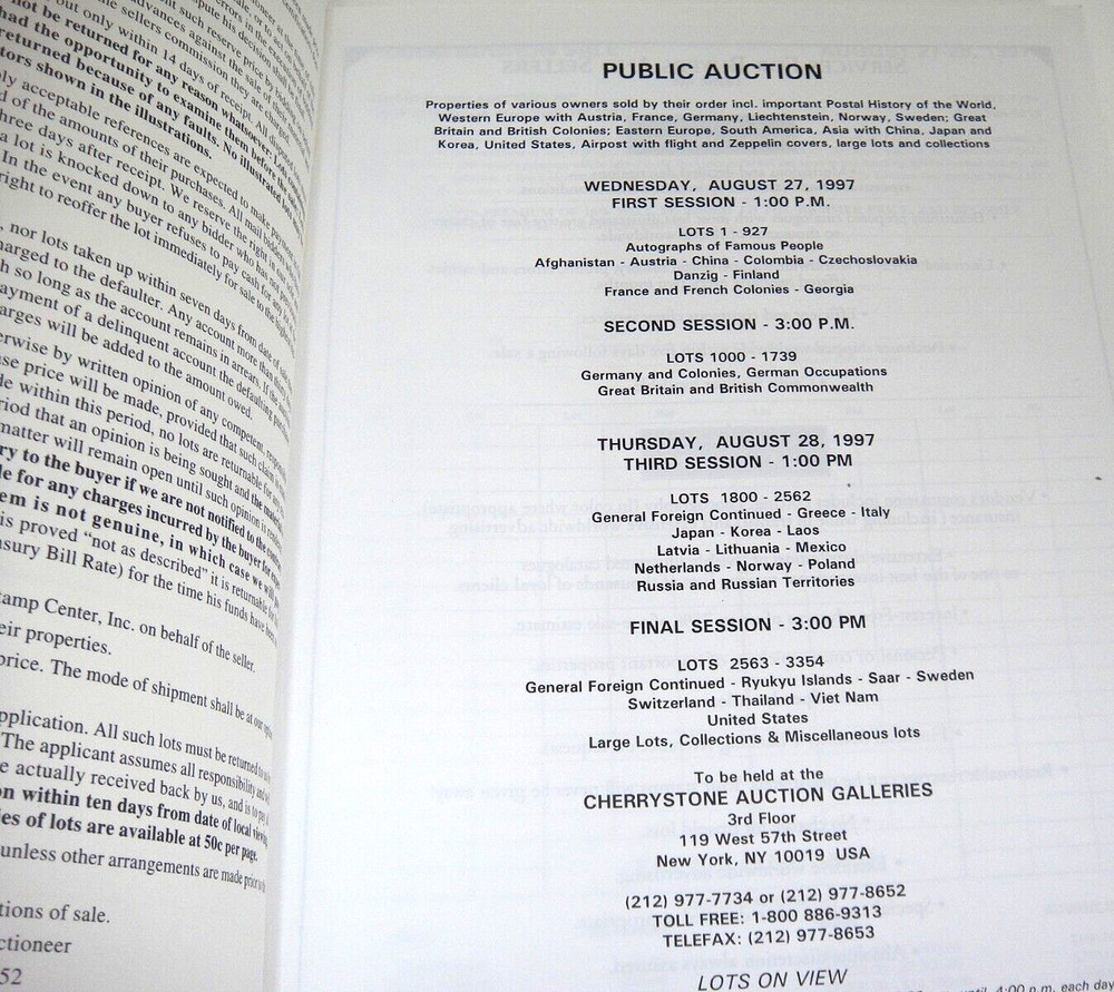 Cherrystone Stamp Auction Catalog 1997 Flight Zeppelin Covers Autographs Foreign