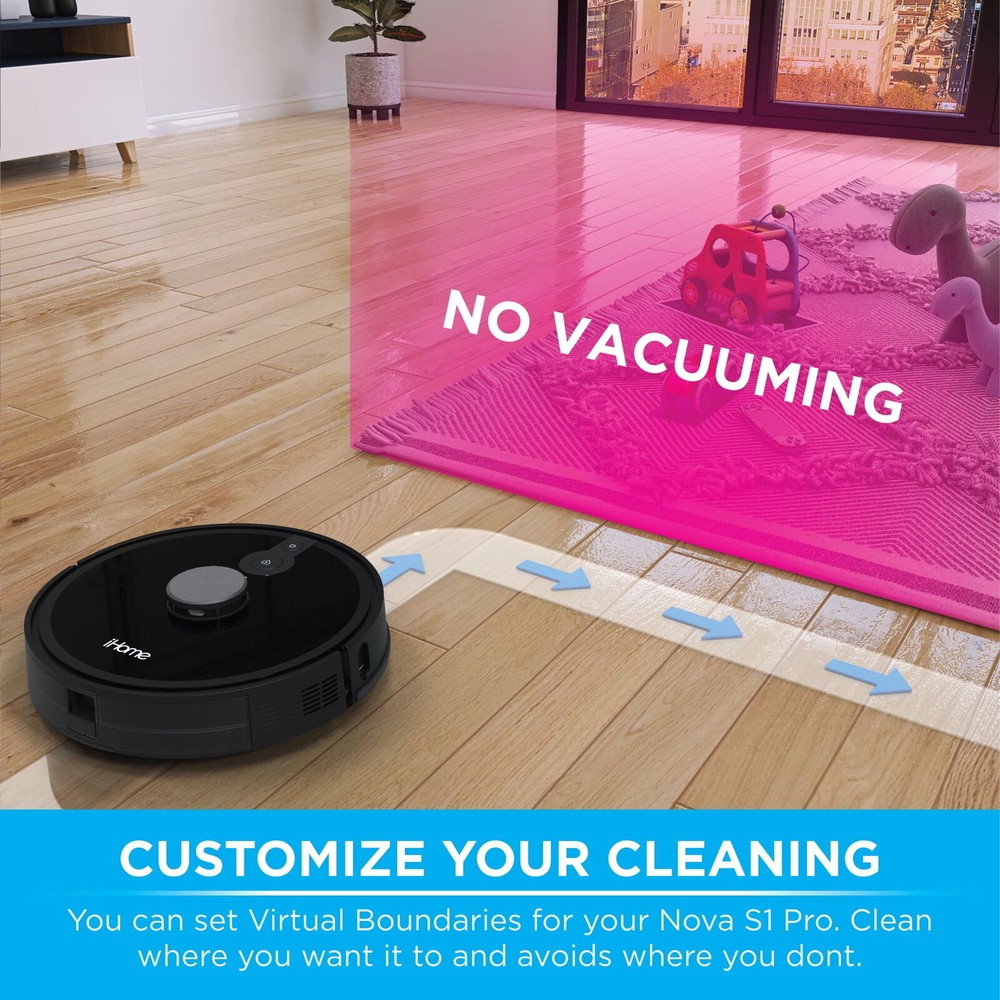 Self Empty Robot Vacuum Lidar Mapping 150 Min Runtime Strong Suction Black New