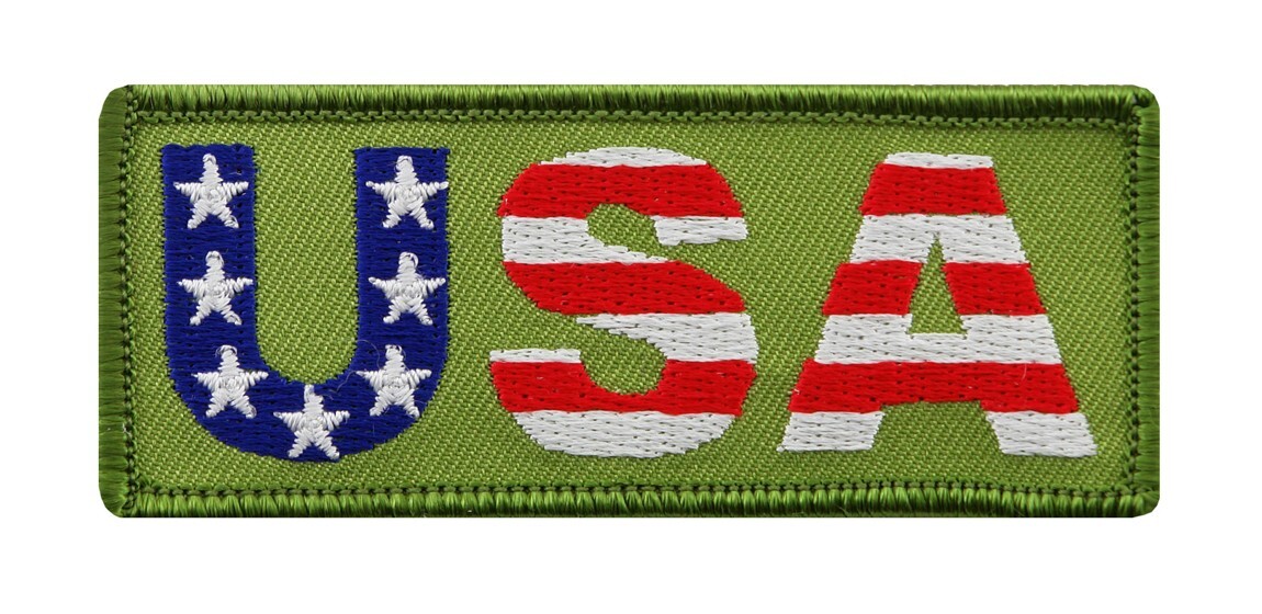 USA PATCH AMERICAN FLAG PATRIOTIC embroidered iron-on GREEN FLAG EMBLEM INSIGNIA