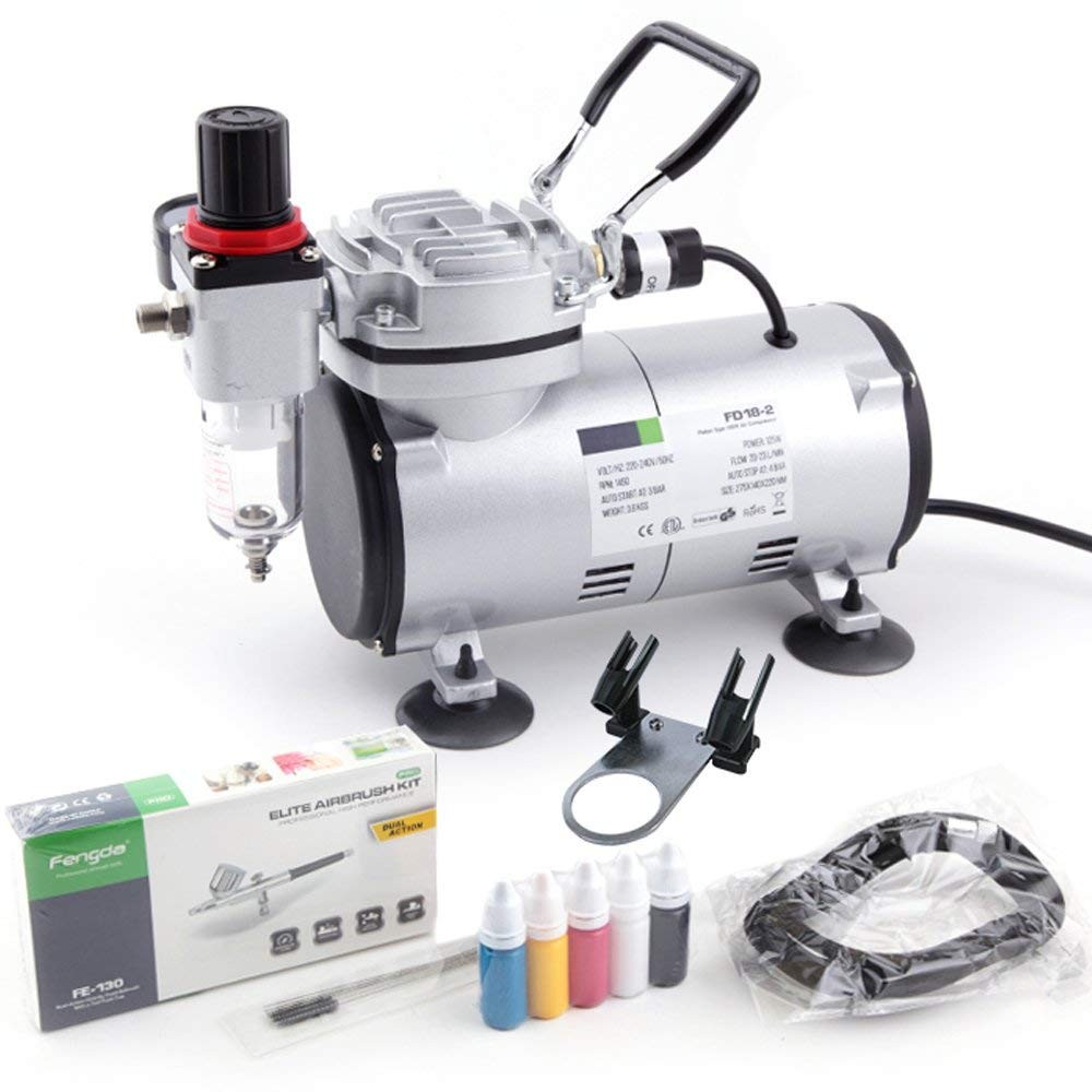 Airbrush Kit With Compressor AS18-2K Basic Start Kit With Air Hose, Cleaning ...