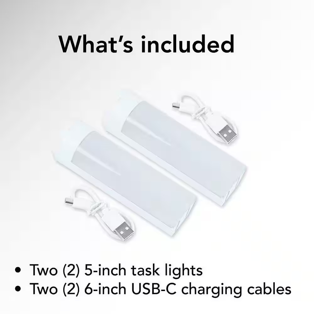 5 In. Rechargeable Battery Dimmable Bright White LED White Portable Task Light (