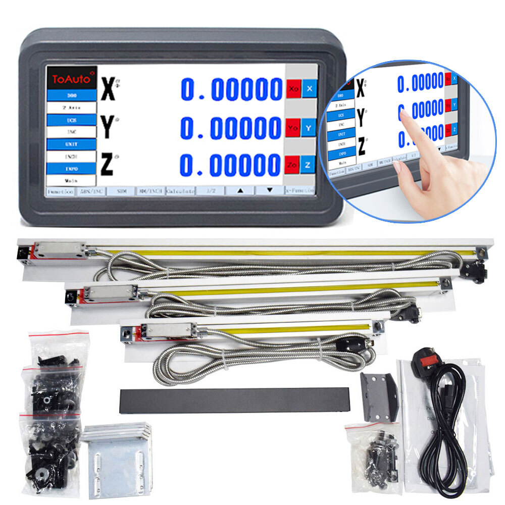 3 Axis Dro Digital Readout LCD Touch Screen Encoder+3PCS Linear Glass Scale Kit