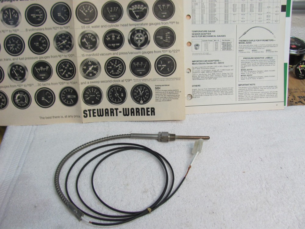 Vintage Stewart Warner  Pyrometer Thermocouple 323-E Temperature sensor