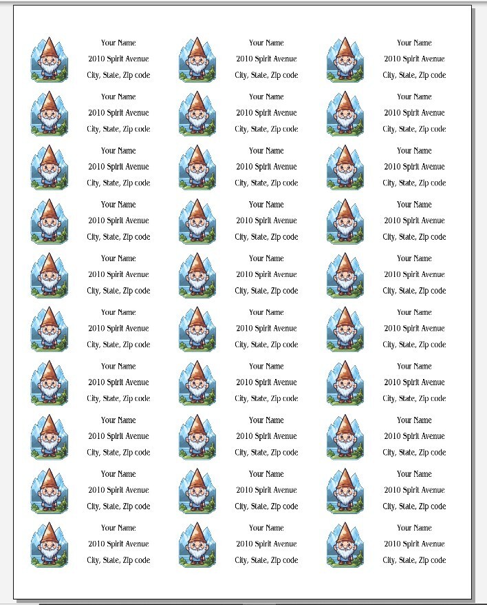 150 Chibi Gnome Mountains Mailing Return Address Labels Personalized