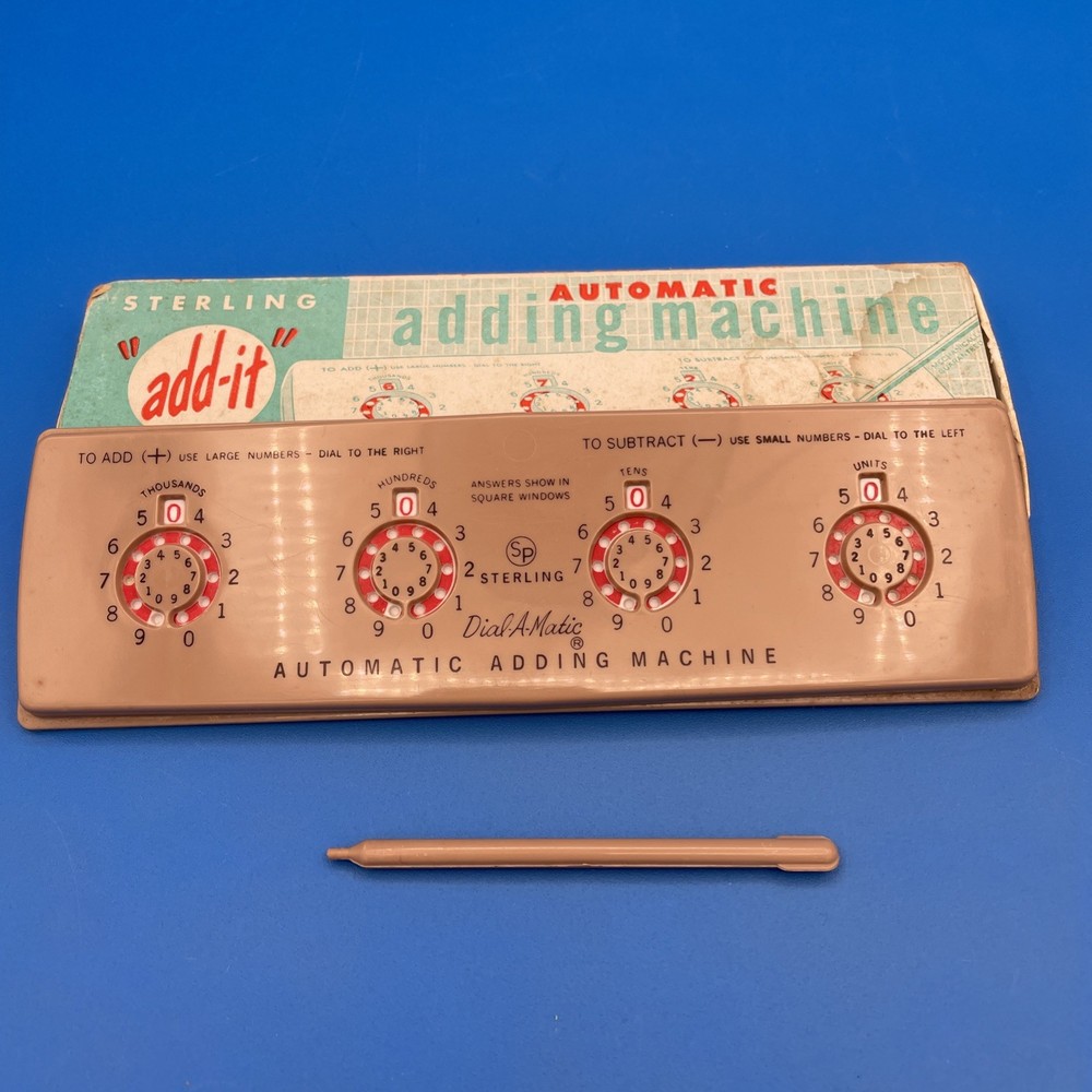 Vintage 1960's Automatic Adding Machine Dial-A-Matic With Stylus Complete In Box