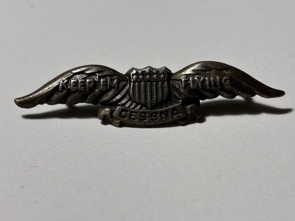 WW2 Keep 'em Flying Cessna mini wings lapel pin homefront