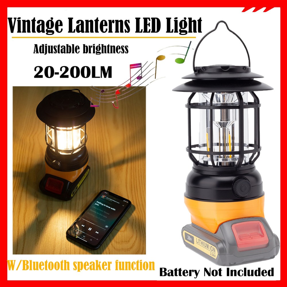 Portable LED Work Light w/Bluetooth Speaker For Dewalt 20V Camping Lantern US