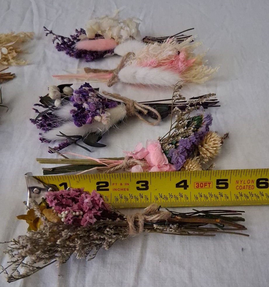 Lot of 11 Mini Dried Flower Bouquet, Wildflower Decor for Crafts or Photo Props