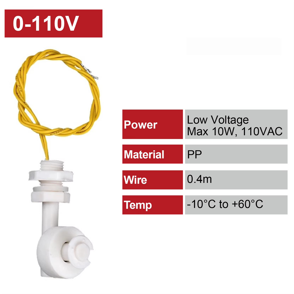 Side Mount Angle Float Switch Liquid Level Sensor Water Tank Float Switch PP Pla