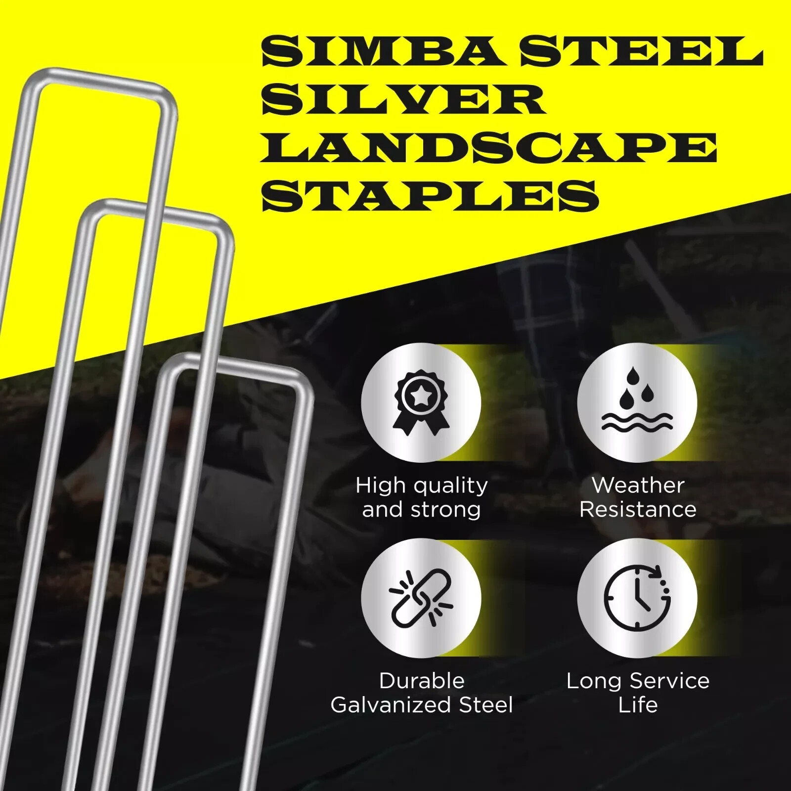 600 Pack 6'' Gauge Heavy Duty U Shaped Garden Securing Pegs Sod Staples Stakes