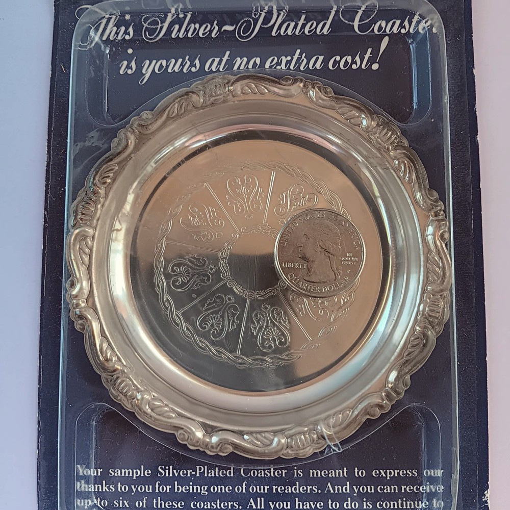 3 Readers Digest Exclusive Silver Plated Coasters 1988 Made in Italy Sealed