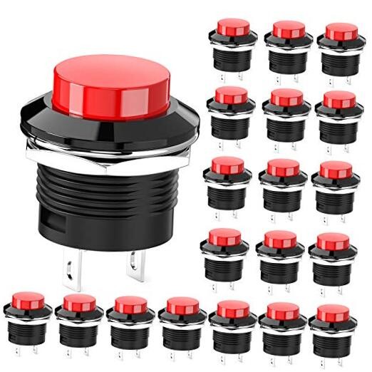 Momentary Push Button Switch Mini No Lock Round Switch AC 250V / 3A AC Red Cap