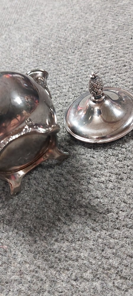 International Silver Co Pineapple Pattern Silver Creamer W/ Lid