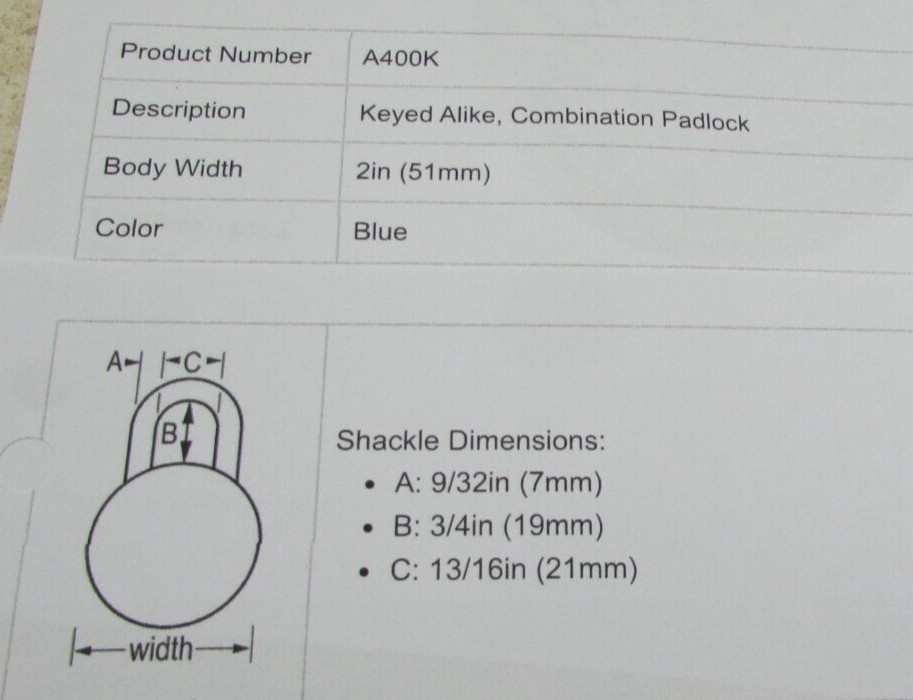 6 Pack American Lock Combination Padlock A400K Key Controlled, Blue