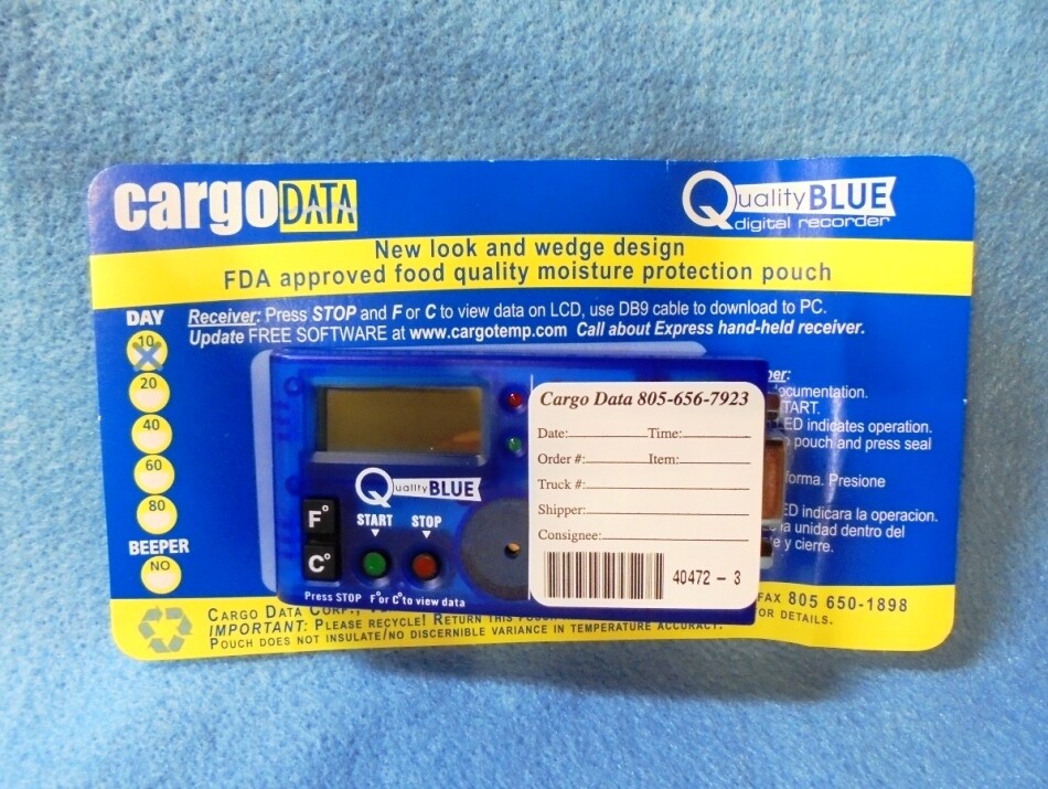 QUALITY BLUE DIGITAL TEMPERATURE RECORDER, SINGLE USE 10 DAY, 40470-40473