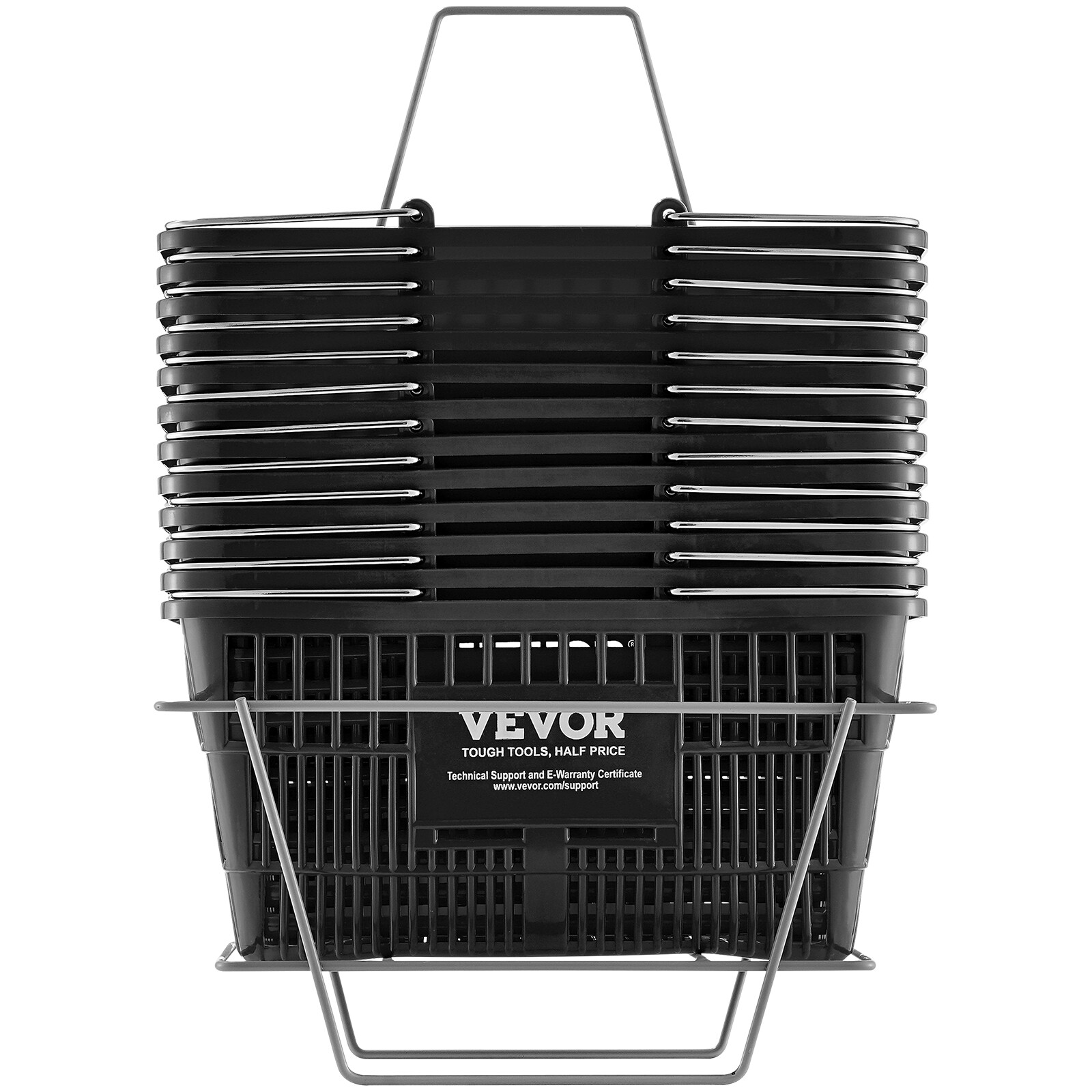 VEVOR Shopping Basket Grocery Basket 12PCS 21L with Iron Handle & Stand Black