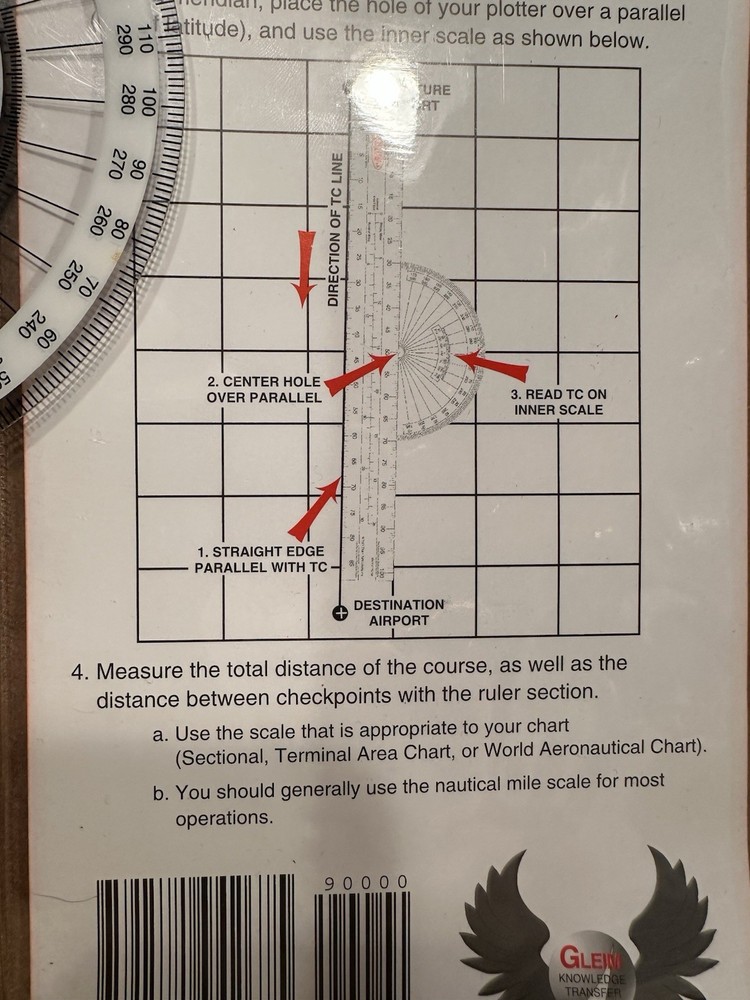 Gleim Navigational Plotter.Sectional/World AeronauticalTerminal Area Chart Scale