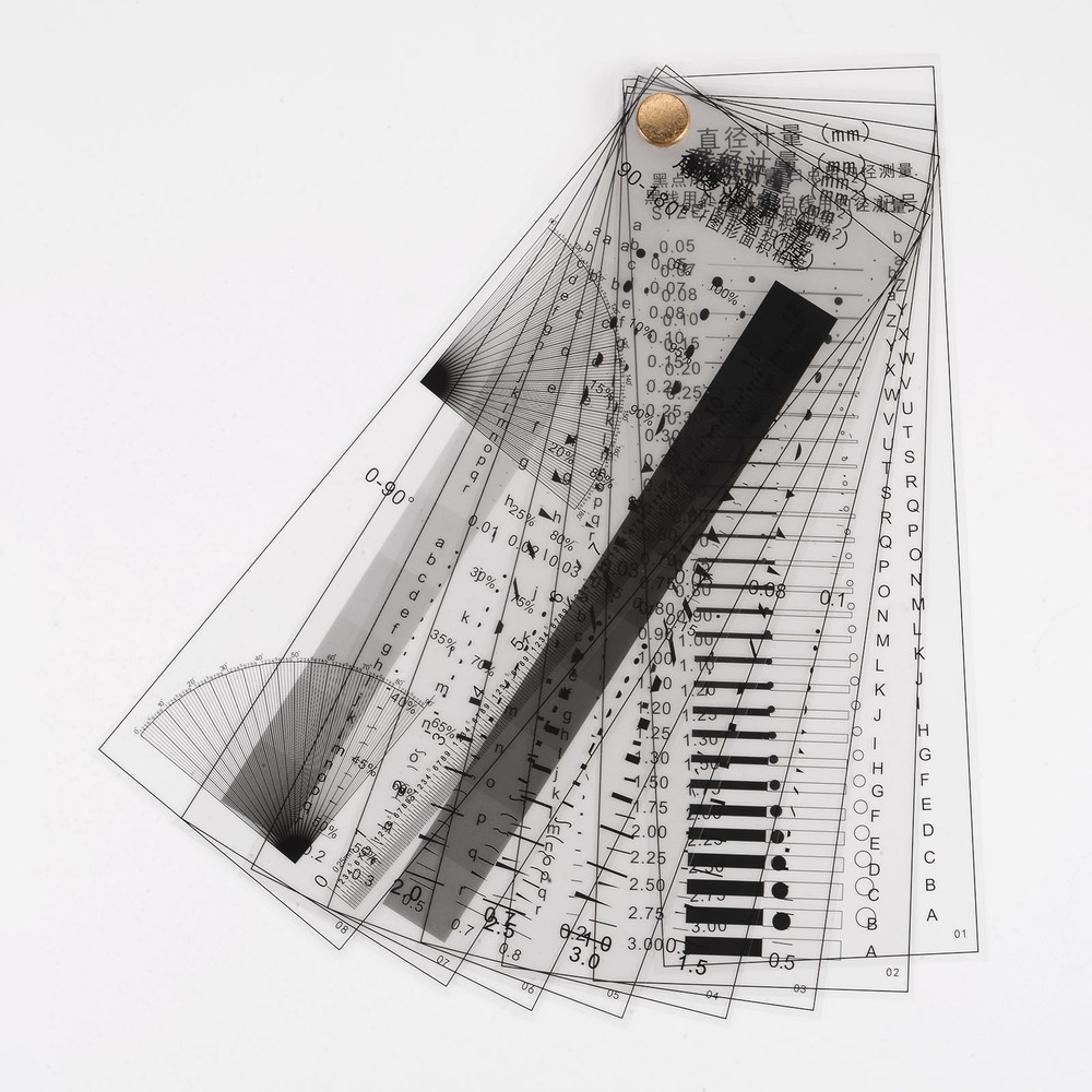 Transparency SEC Size Estimation Chart Diameter Area Line Protractor Gray Scale