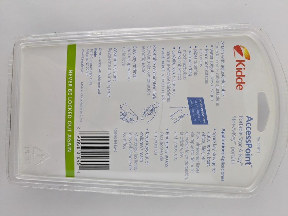 Kidde Access Point 001860 Portable Stor-A-Key Adjustable Cable Blue - Sealed