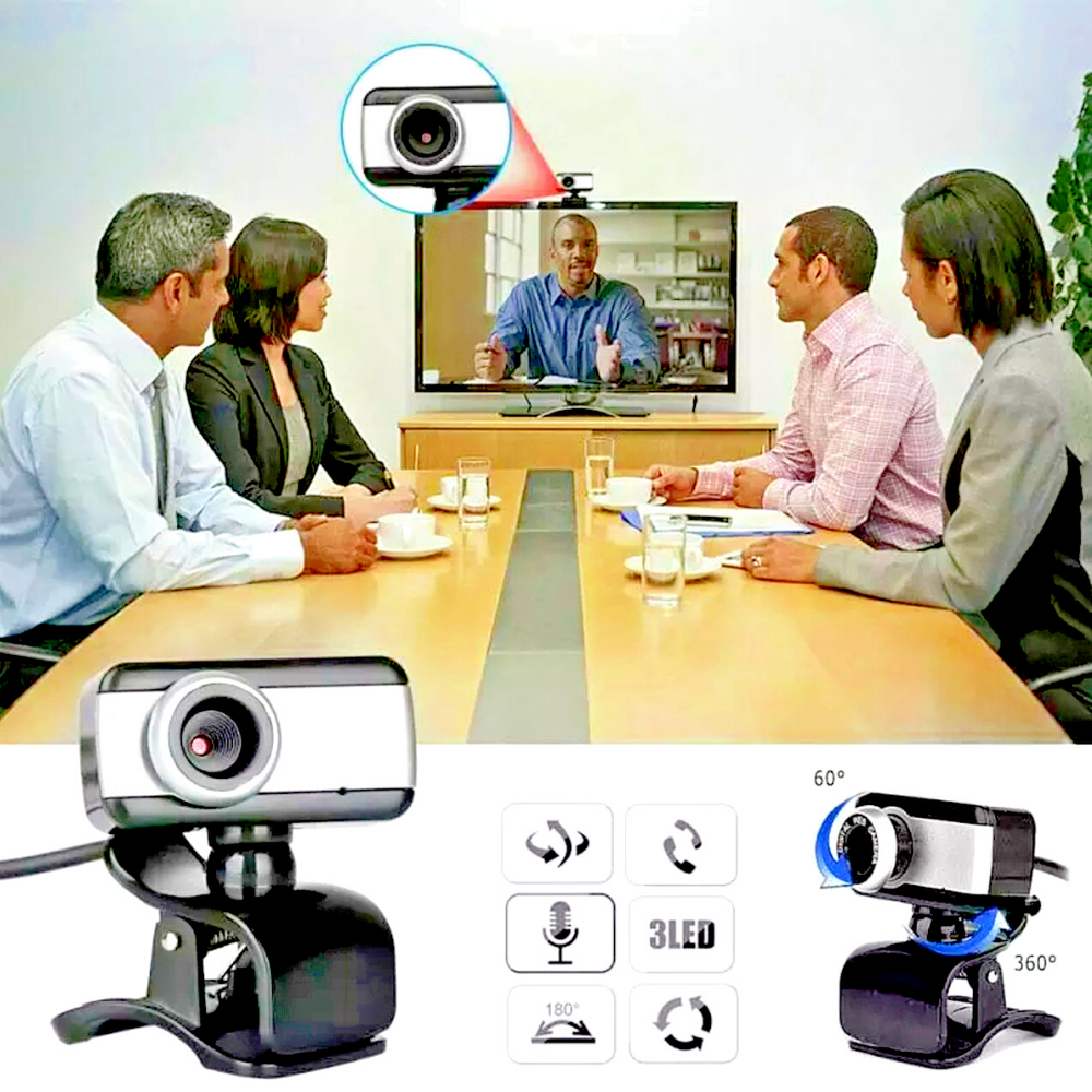 Webcam HD Web Camara Con Microfono Para Computadora PC Laptop 360 Rotacion Clip