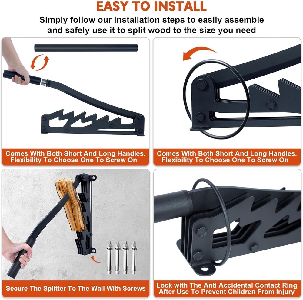 2025 Wall Mounted Kindling Splitter with Extended Handle