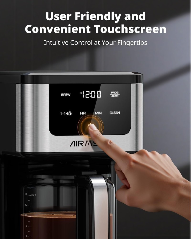 AIRMSEN 14-Cup Programmable Drip Coffee Maker – 1000W Fast Brewing Coffee Mac...