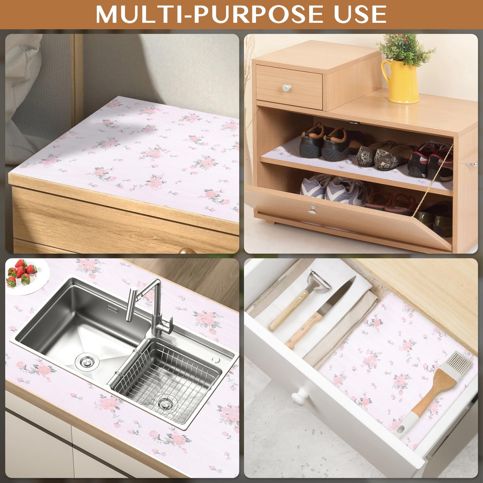 Non-Adhesive Shelf and Drawer Liner for Kitchen Cabinets, 12 in x 10FT Strong...