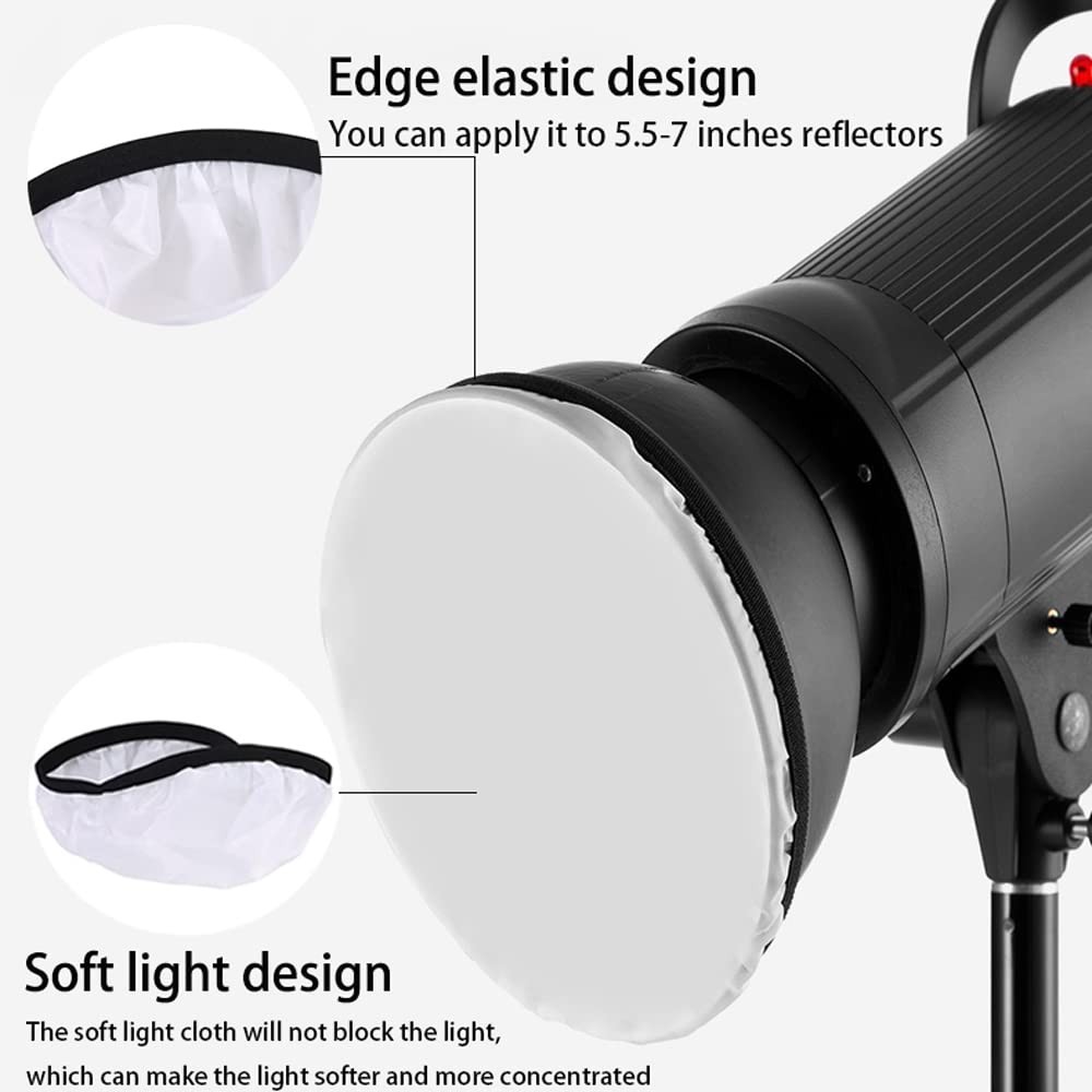 5-Pack 7 Inch Diffuser Light Sock Cloth White for Studio Strobe Reflector