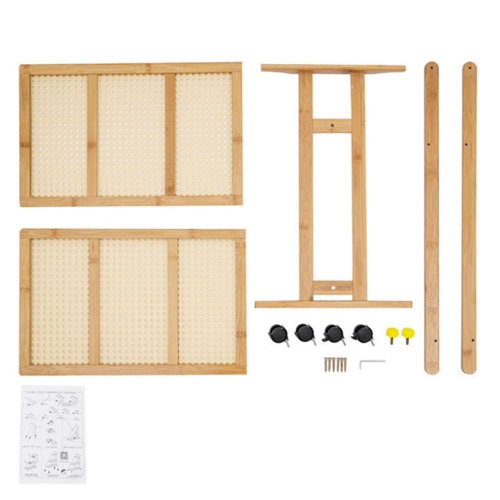 2 Tiers Bamboo Storage Rack, Floor Standing Storage Stand, Foldable Storage Rack