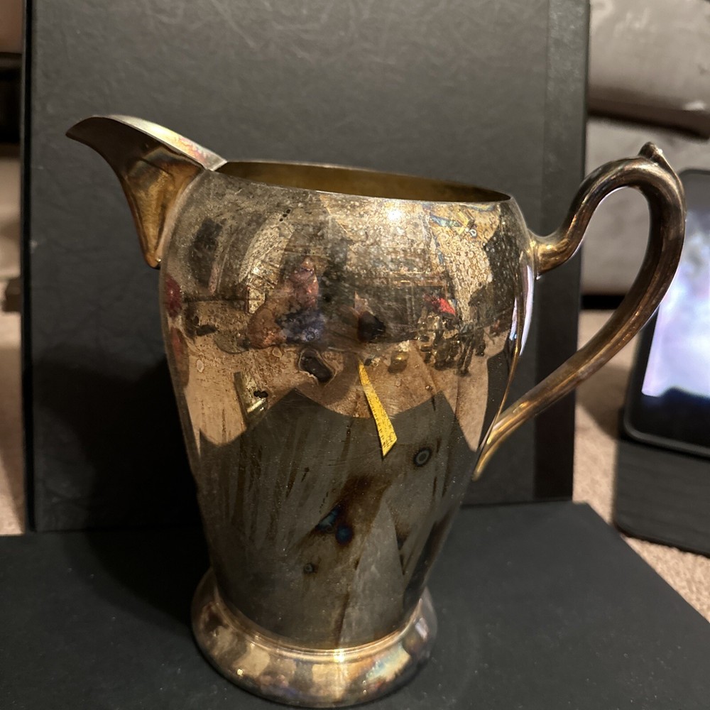 Pitcher by Academy Co. Vintage Silver on Copper #105 8" Tall Pitcher