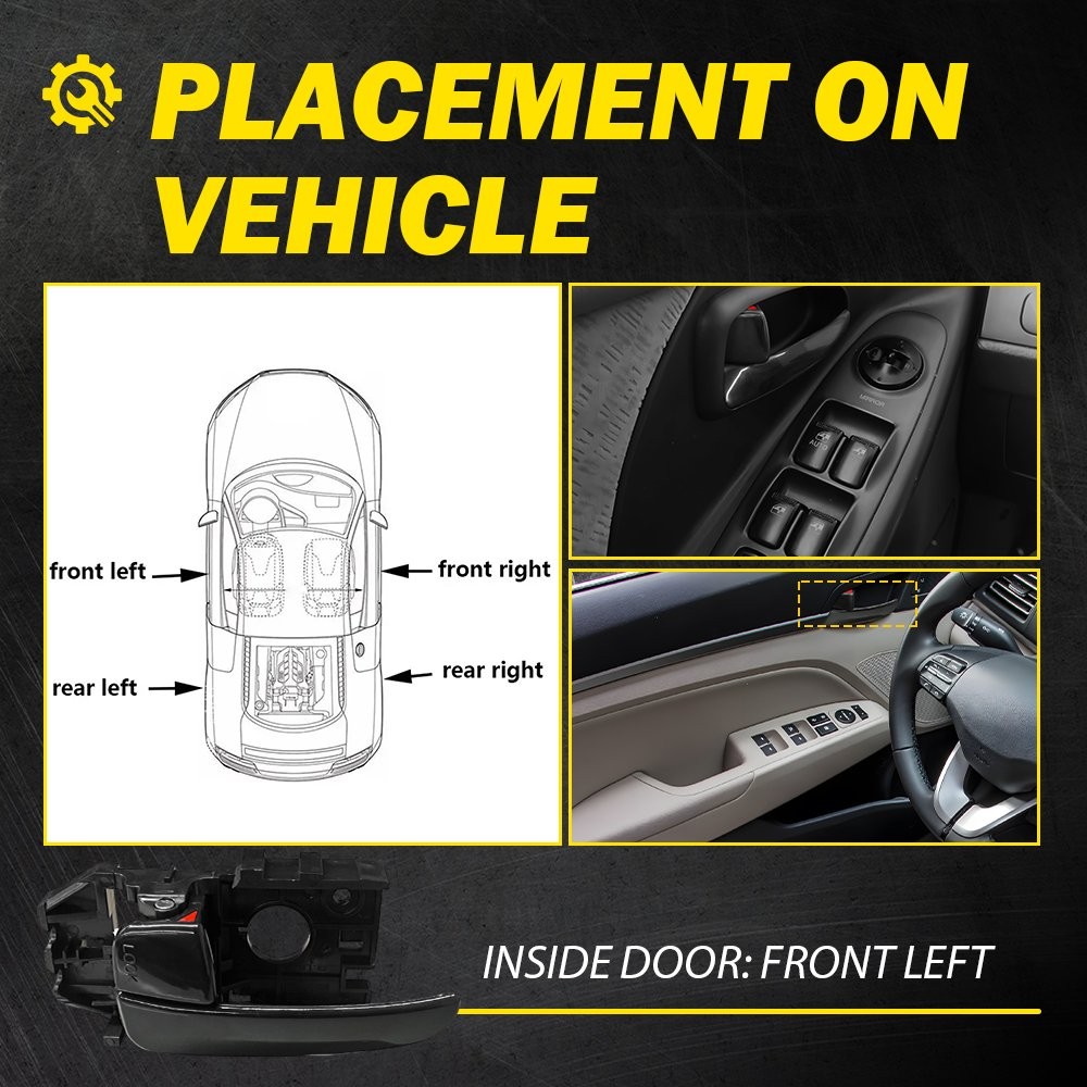 Front Black Interior Inside Door Driver Side Left LH for Handle 2001-06 Elantra