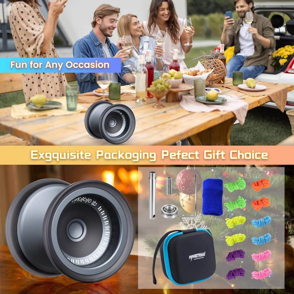 Bi-Material Yoyo for Kids 8-12, Responsive Unresponsive Tricks, 12 Strings