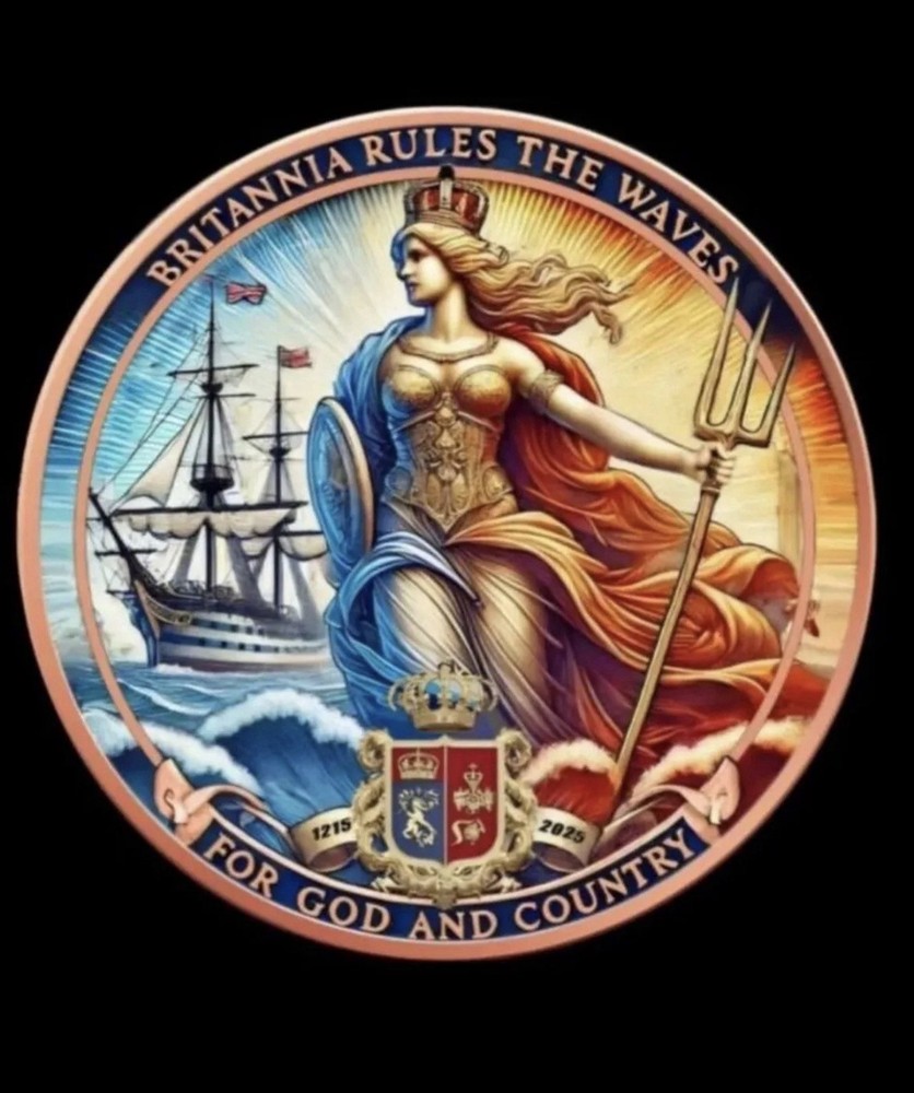 Reverse Proof Colorized Britannia Rules the Waves  .999 1oz Copper Round.
